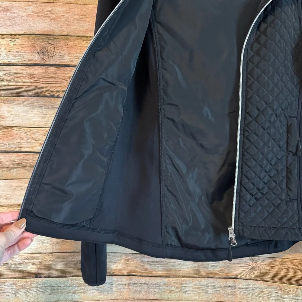 Harcour Techline Equestrian Black Quilted Hooded Zip Up Jacket Size Small